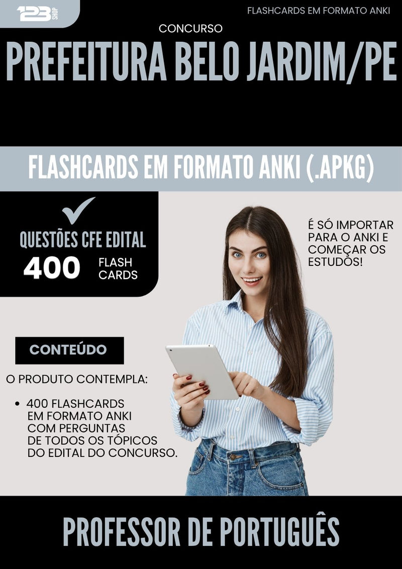 Flashcards para Concurso Apostila Professor De Portugues da Prefeitura Belo Jardim Pe 2025 - 400 Flashcards de Acordo com Edital