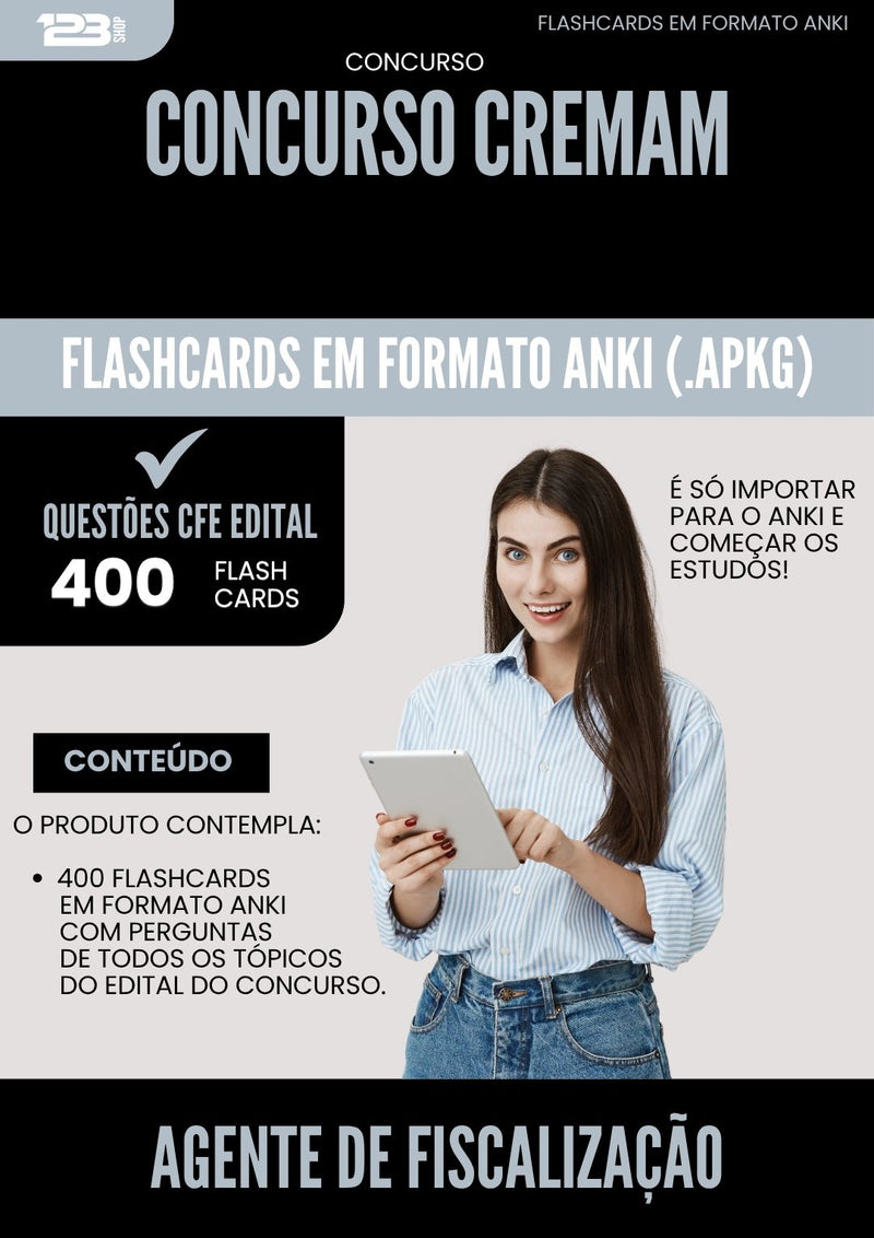 Flashcards para Concurso Agente De Fiscalizacao Cremam 2025 - 400 Flashcards de Acordo com Edital