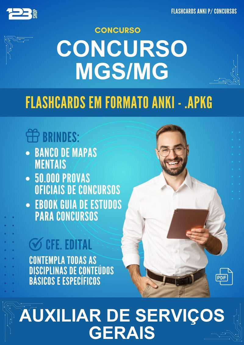 Flashcards Anki para o Concurso Mgs/MG para Auxiliar de Serviços Gerais - 600 Flashcards