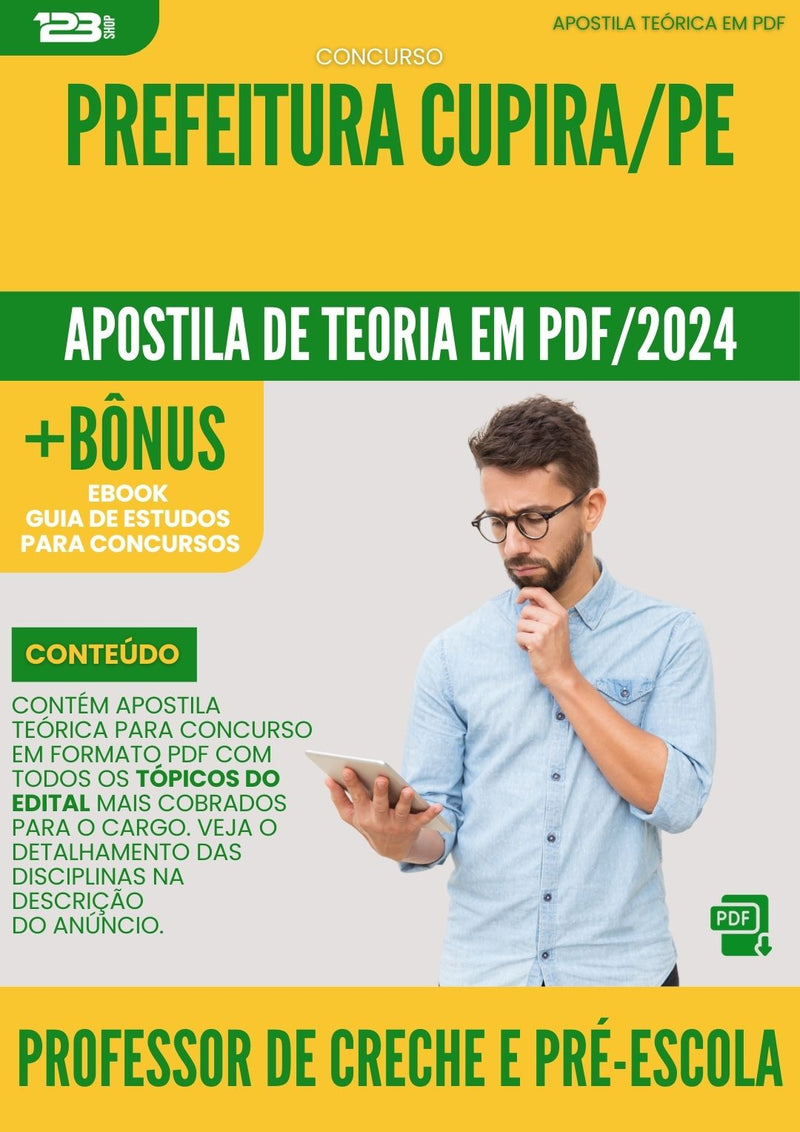 Apostila Teórica para Concurso Professor de Creche e Pré Escola Prefeitura Cupira PE 2024