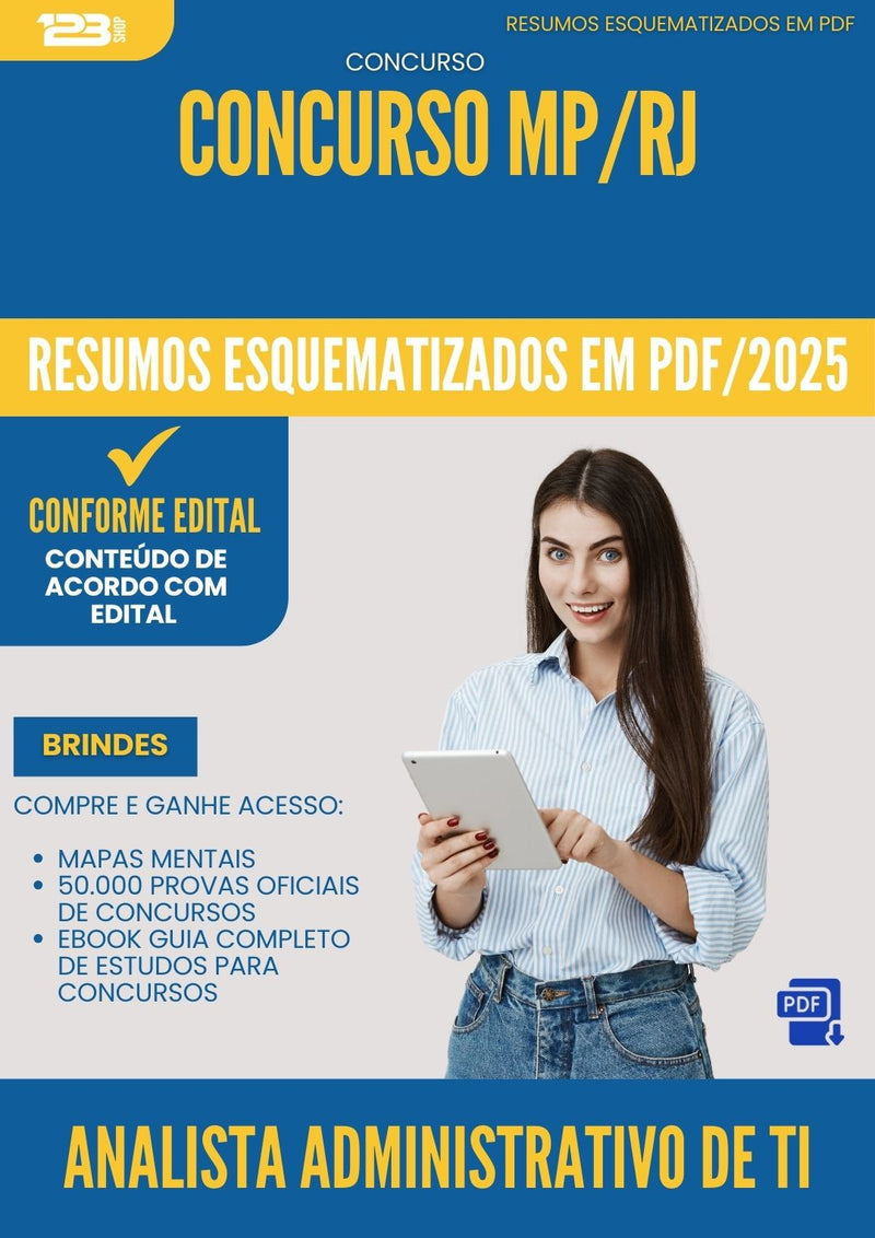 Resumos Esquematizados para Concurso Analista Administrativo De Ti Mp Rj 2025 - Conteúdo de Acordo com Edital