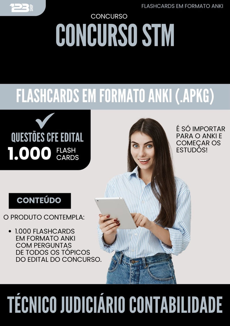 Flashcards para Concurso Tecnico Judiciario Contabilidade Stm 2025 - 1.000 Flashcards de Acordo com Edital