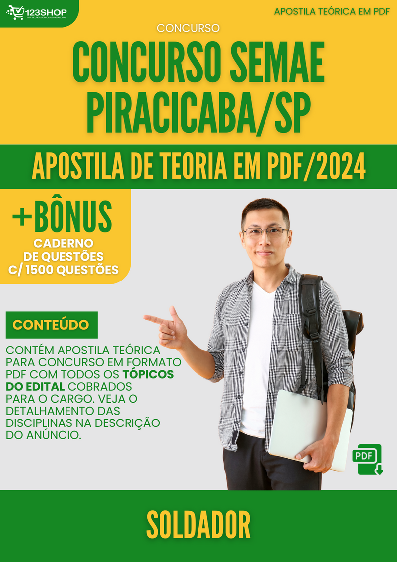 Apostila Teórica para Concurso SEMAE Piracicaba SP 2024 Soldador - Com Caderno de Questões