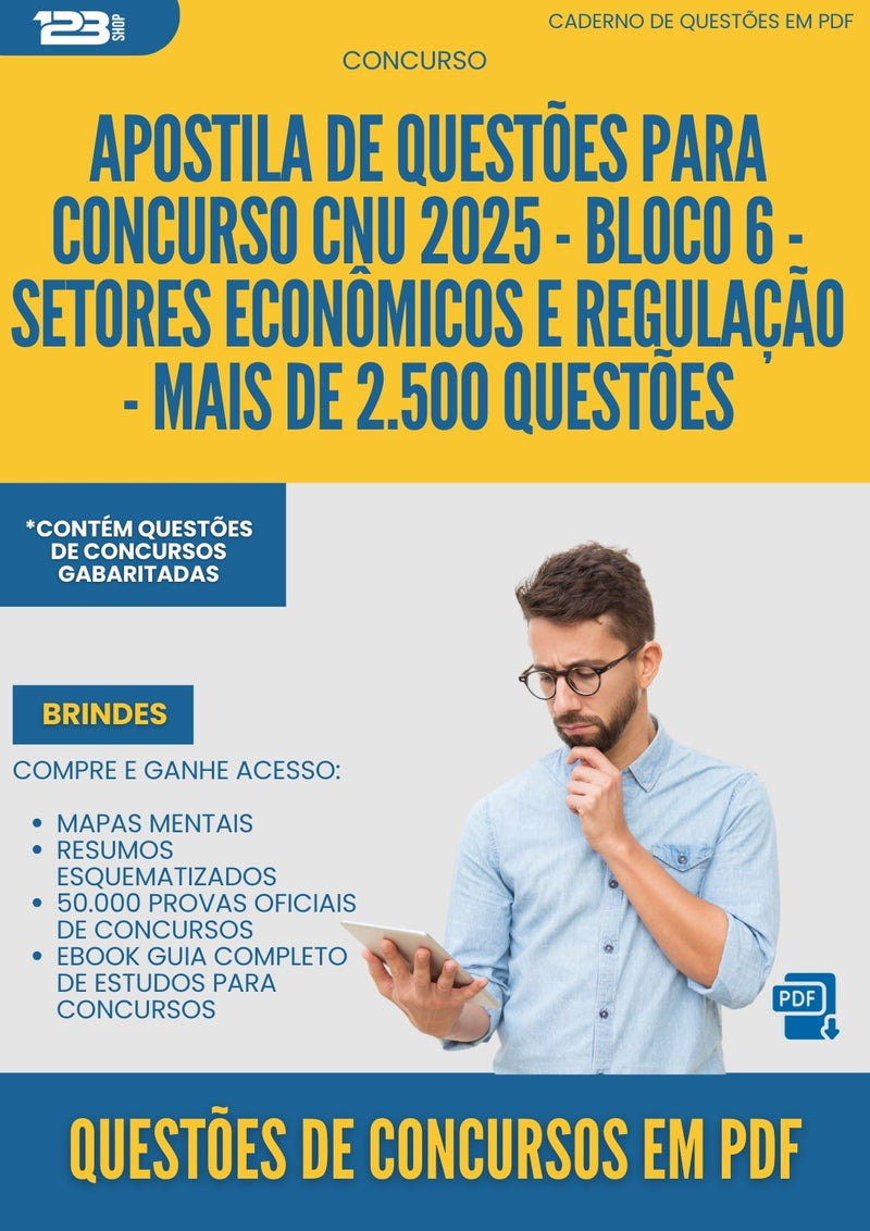 Caderno de Questões para Concurso Cnu 2025 - Bloco 6 - Setores Econômicos E Regulação - Mais de 2.500 Questões
