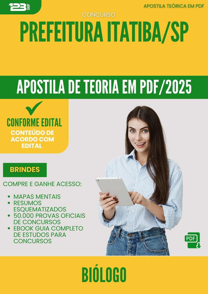 Apostila Teórica para Concurso Biologo da Prefeitura Itatiba Sp 2025 - Conteúdo de Acordo com Edital