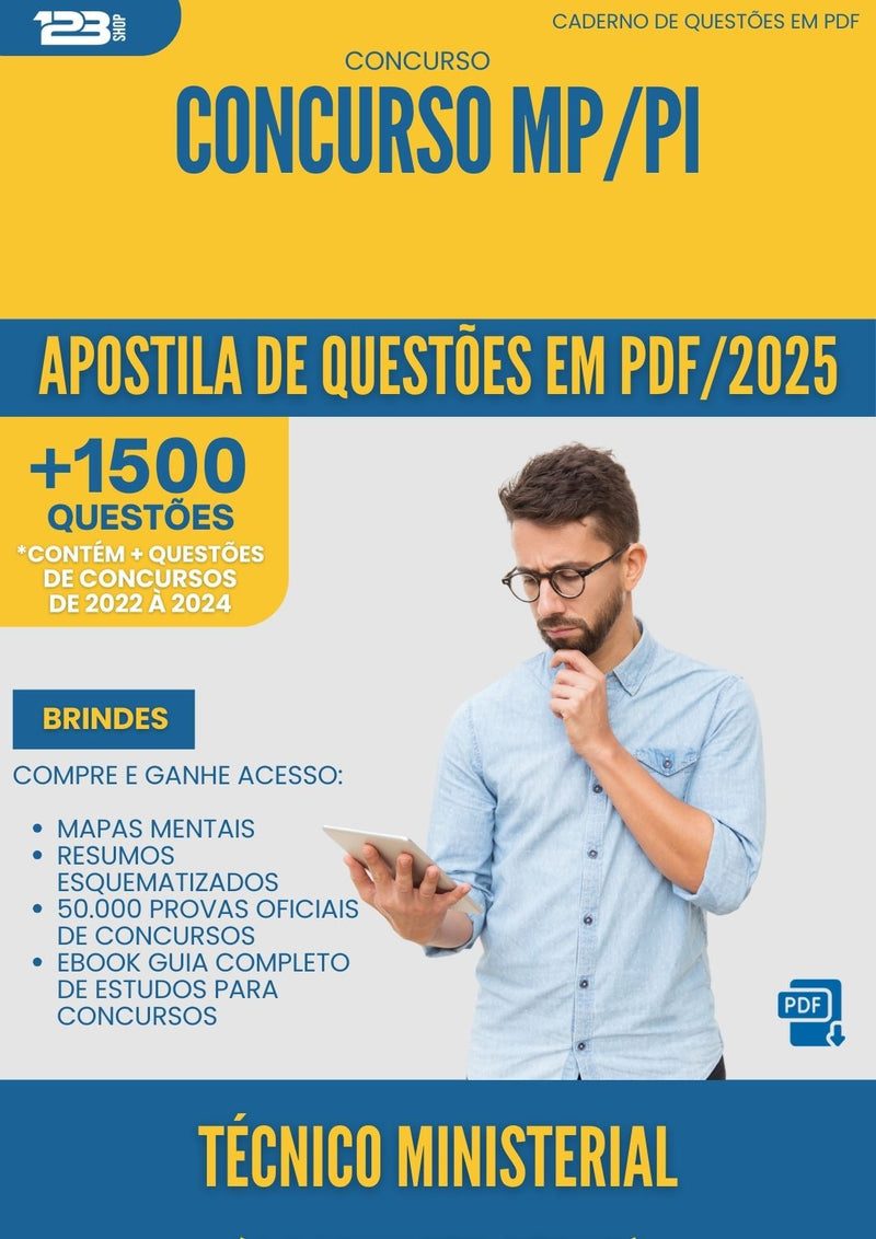 Apostila de Questões para Concurso Tecnico Ministerial Administrativo Mp Pi 2025 - Mais de 1.500 Questões