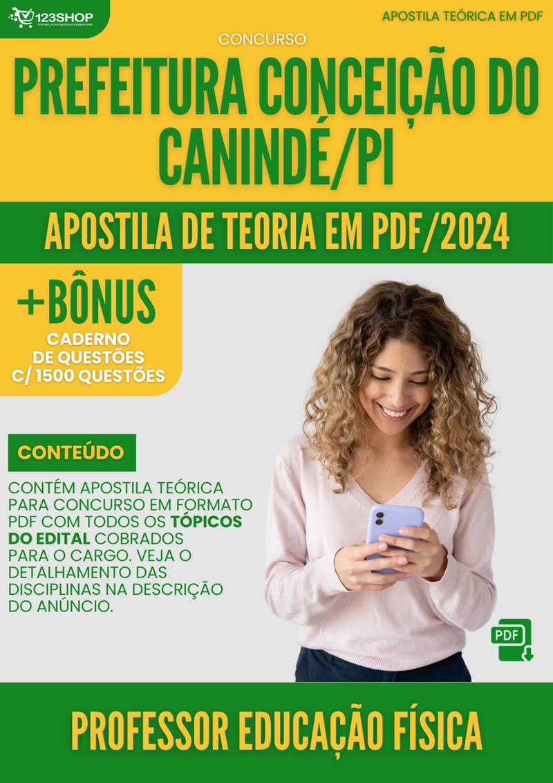 Apostila Teórica para Concurso Pref Conceição do Canindé PI 2024 Professor Educação Física - Com Caderno de Questões