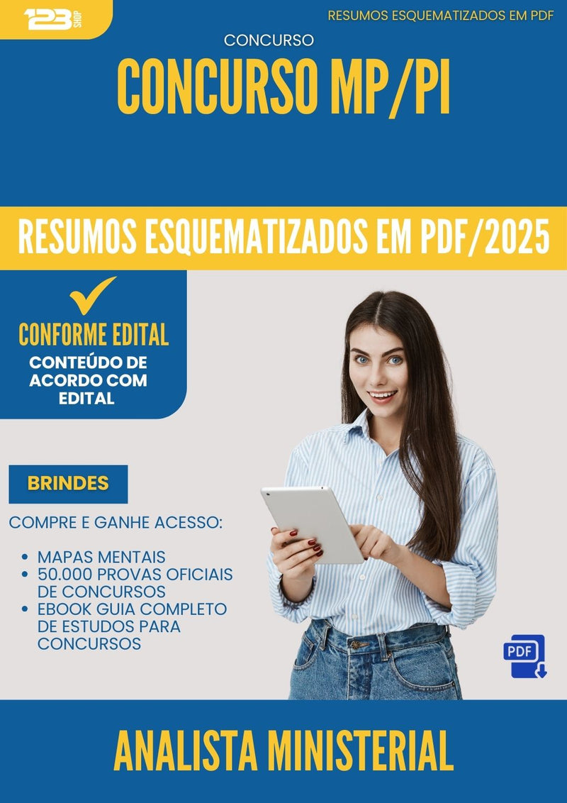 Resumos Esquematizados para Concurso Analista Ministerial Administrativo Mp Pi 2025 - Conteúdo de Acordo com Edital