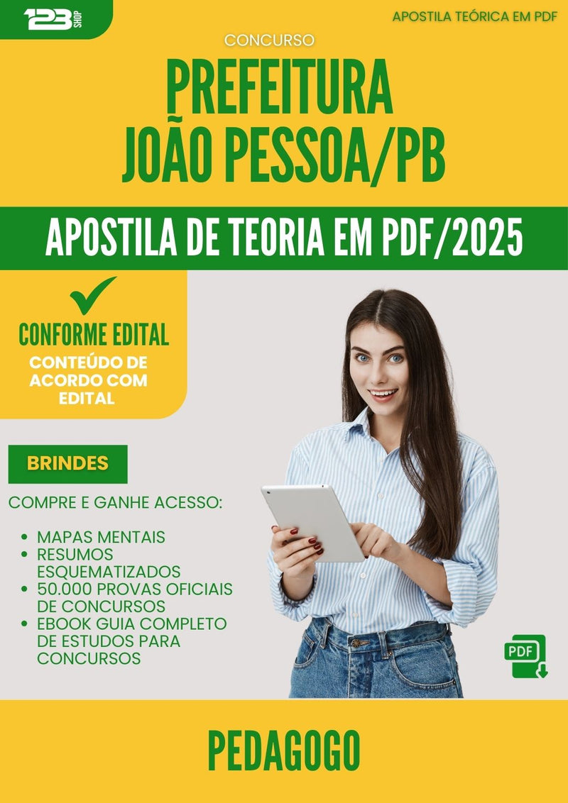 Apostila Teórica para Concurso Pedagogo Sme da Prefeitura Joao Pessoa Pb 2025 - Conteúdo de Acordo com Edital