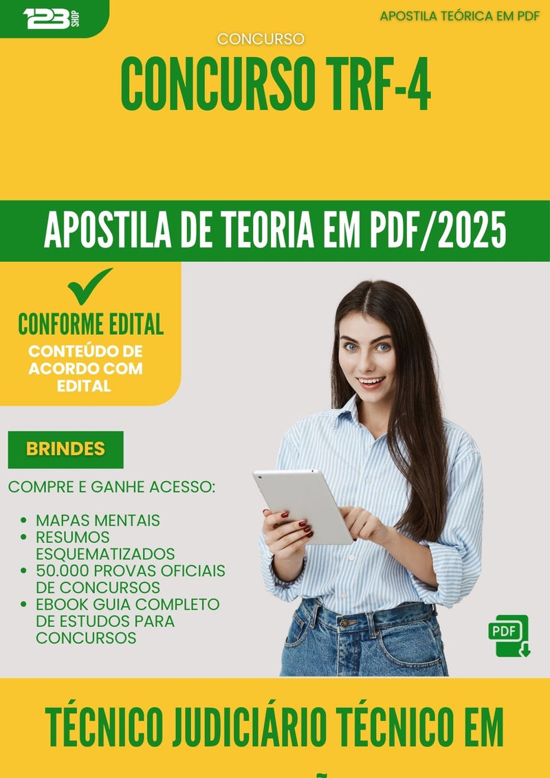 Apostila Teórica para Concurso Tecnico Judiciario Tecnico Em Edificacoes Trf 4 2025 - Conteúdo de Acordo com Edital