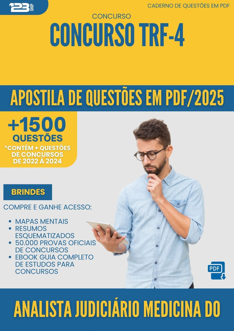 Apostila de Questões para Concurso Analista Judiciario Medicina Do Trabalho Trf 4 2025 - Mais de 1.500 Questões