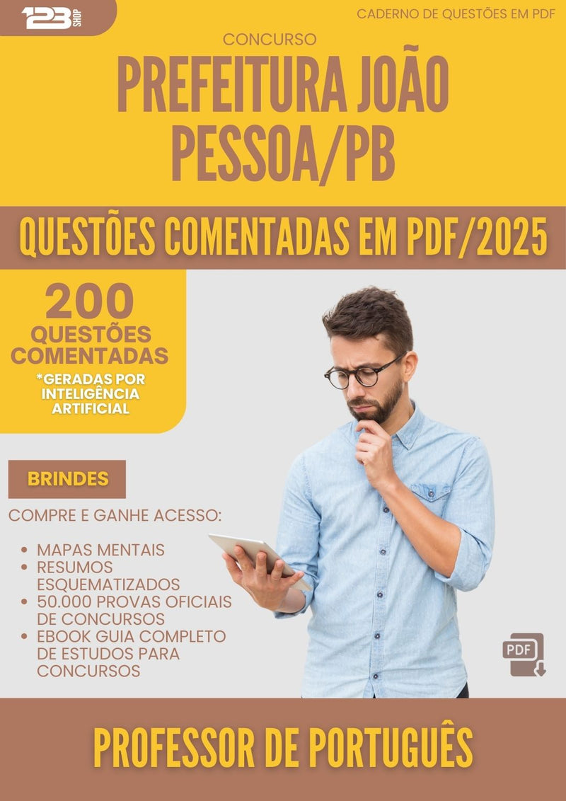 200 Questões Comentadas para Concurso Professor De Portugues Sme da Prefeitura Joao Pessoa Pb 2025 - 200 Questões