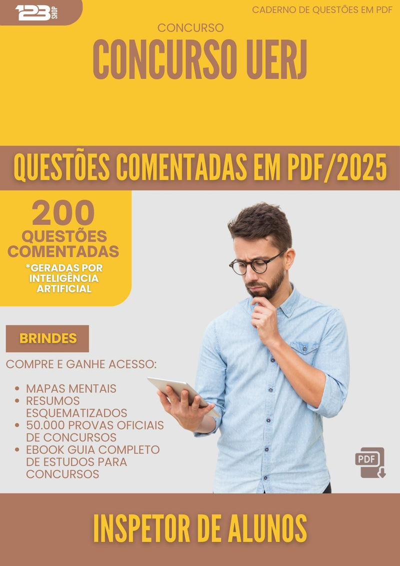 200 Questões Comentadas para Concurso Inspetor De Alunos Uerj 2025 - 200 Questões