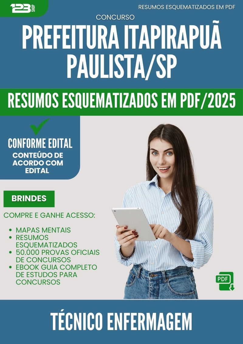 Resumos Esquematizados para Concurso Tecnico Enfermagem da Prefeitura Itapirapua Paulista Sp 2025 - Conteúdo de Acordo com Edital