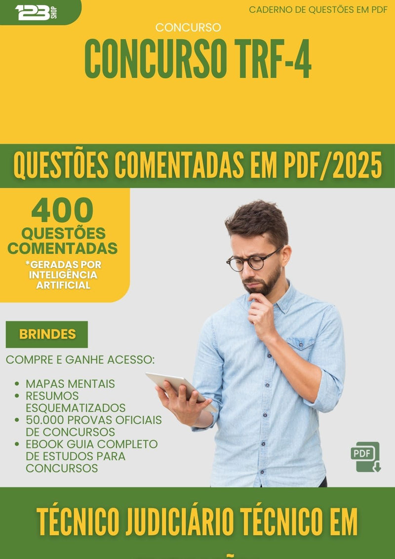 400 Questões Comentadas para Concurso Tecnico Judiciario Tecnico Em Edificacoes Trf 4 2025 - 200 Questões
