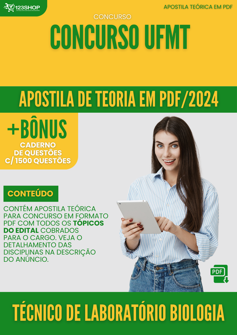 Apostila Teórica para Concurso UFMT 2024 Técnico de Laboratório Biologia - Com Caderno de Questões
