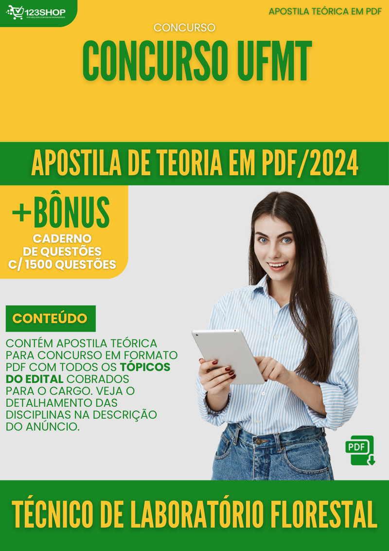 Apostila Teórica para Concurso UFMT 2024 Técnico de Laboratório Florestal - Com Caderno de Questões