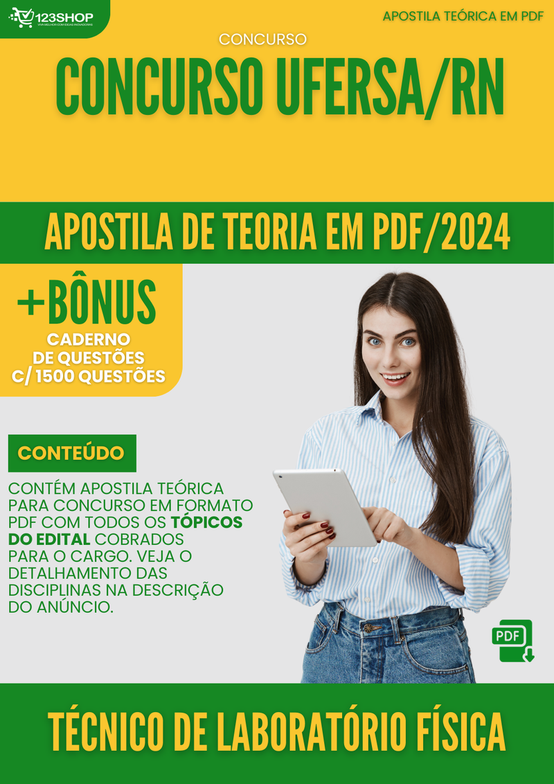 Apostila Teórica para Concurso UFERSA RN 2024 Técnico de Laboratório Física - Com Caderno de Questões