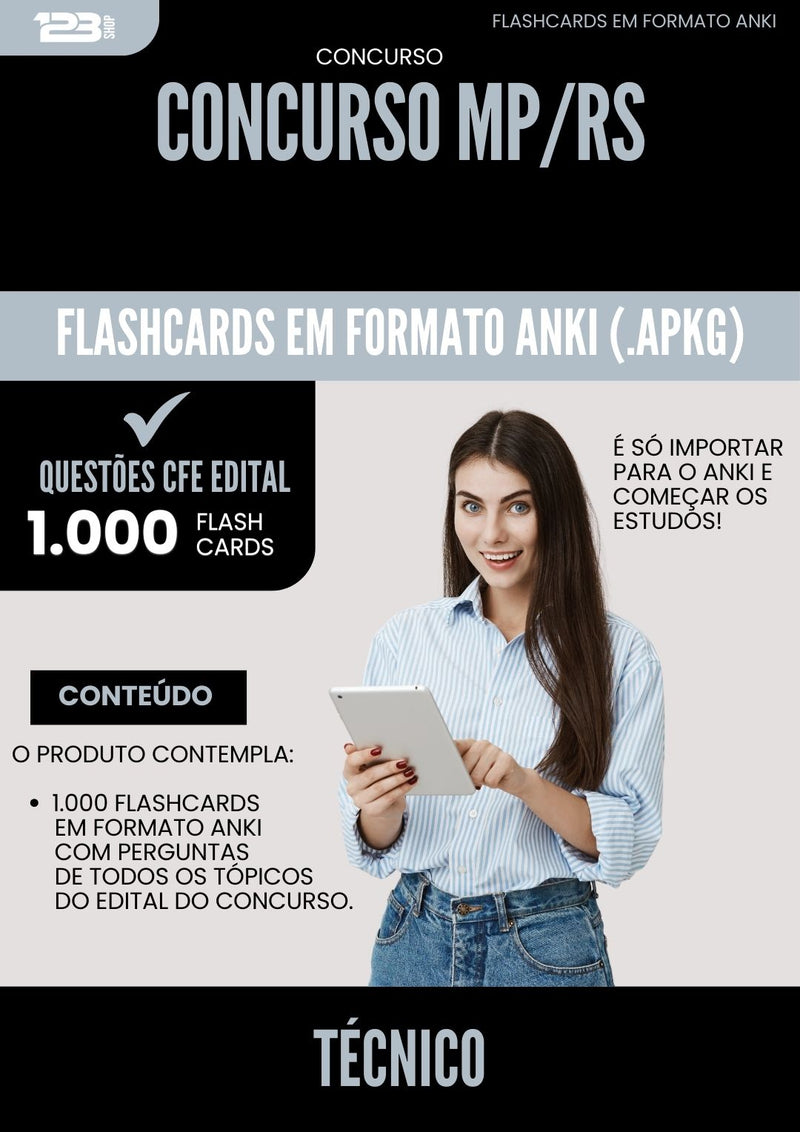 Flashcards para Concurso Tecnico Mp Rs 2025 - 1000 Flashcards de Acordo com Edital