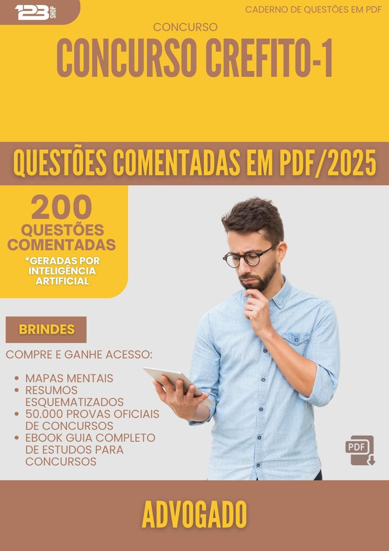 1000 Questões Comentadas para Concurso Advogado Crefito 1 2025 - 200 Questões