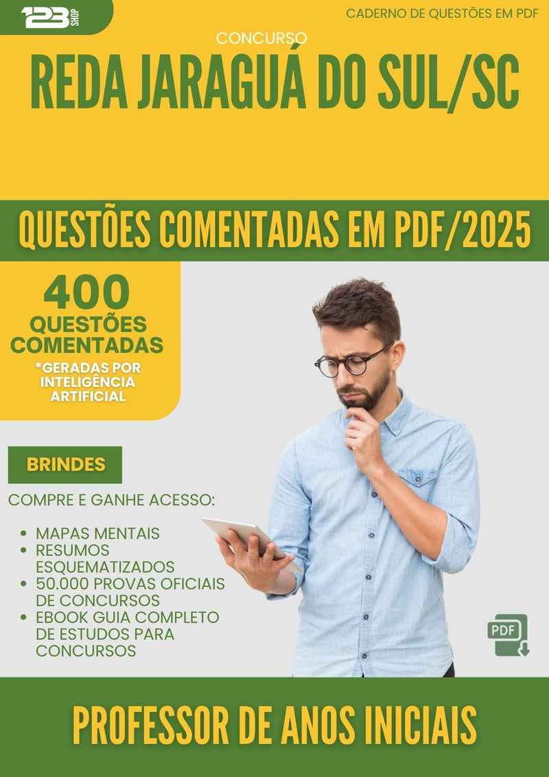 1000 Questões Comentadas para Concurso Professor De Musica Reda da Prefeitura Jaragua Do Sul Sc 2025 - 400 Questões