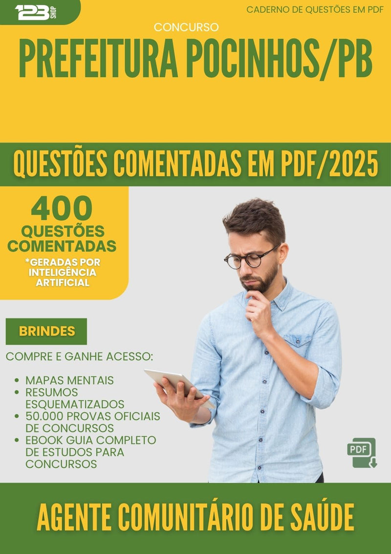 1000 Questões Comentadas para Concurso Agente Comunitario De Saude da Prefeitura Pocinhos Pb 2025 - 400 Questões