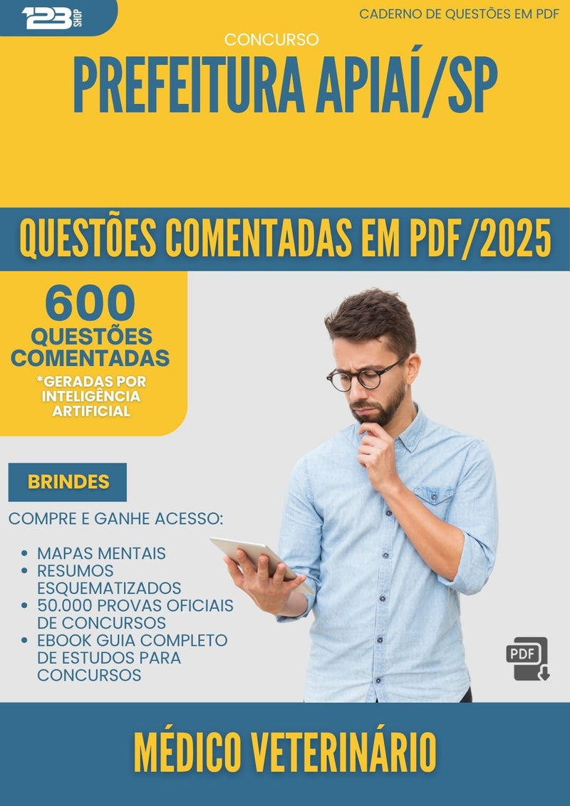 1000 Questões Comentadas para Concurso Medico Veterinario da Prefeitura Apiai Sp 2025 - 600 Questões