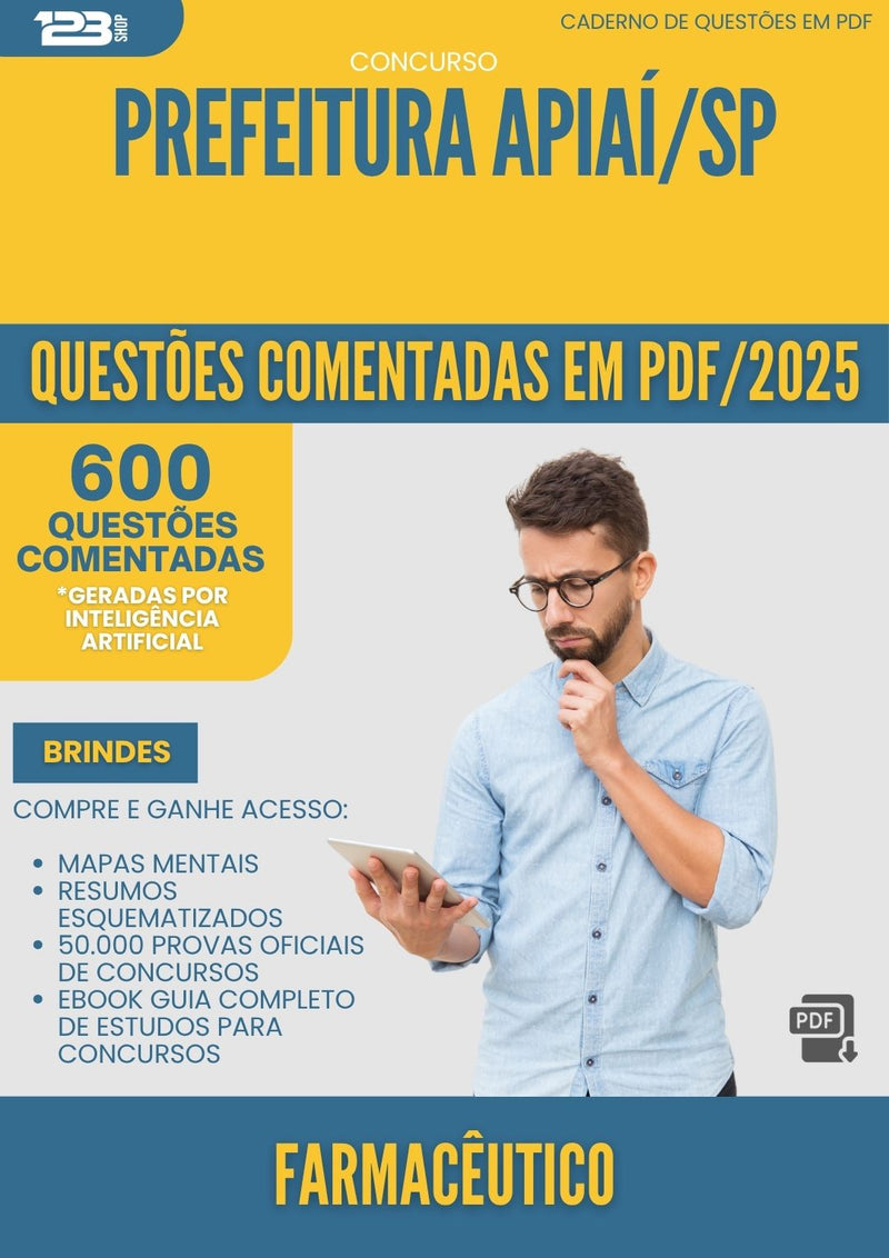 1000 Questões Comentadas para Concurso Farmaceutico da Prefeitura Apiai Sp 2025 - 600 Questões