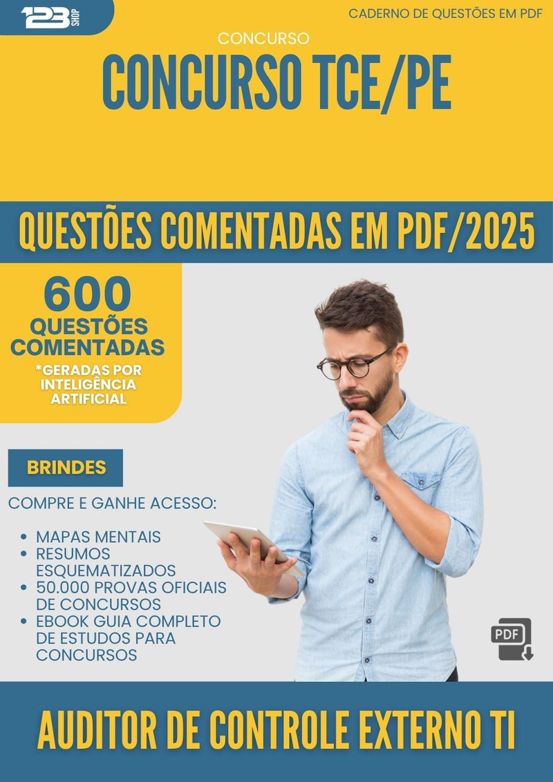 1000 Questões Comentadas para Concurso Auditor De Controle Externo Ti Tce Pe 2025 - 600 Questões