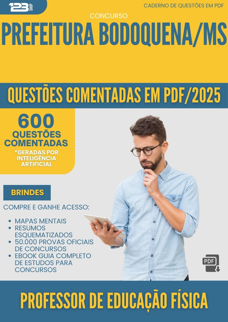 1000 Questões Comentadas para Concurso Professor De Educacao Fisica da Prefeitura Bodoquena Ms 2025 - 600 Questões