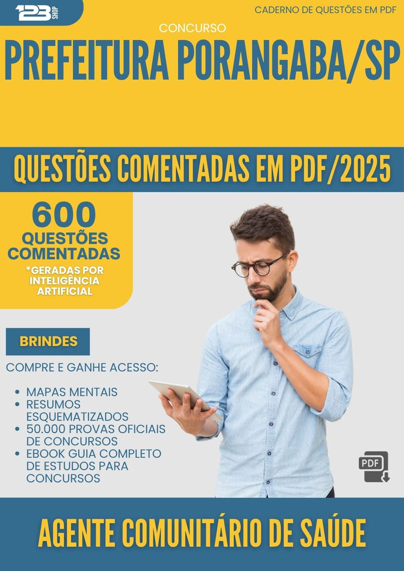 1000 Questões Comentadas para Concurso Agente Comunitario De Saude da Prefeitura Porangaba Sp 2025 - 600 Questões
