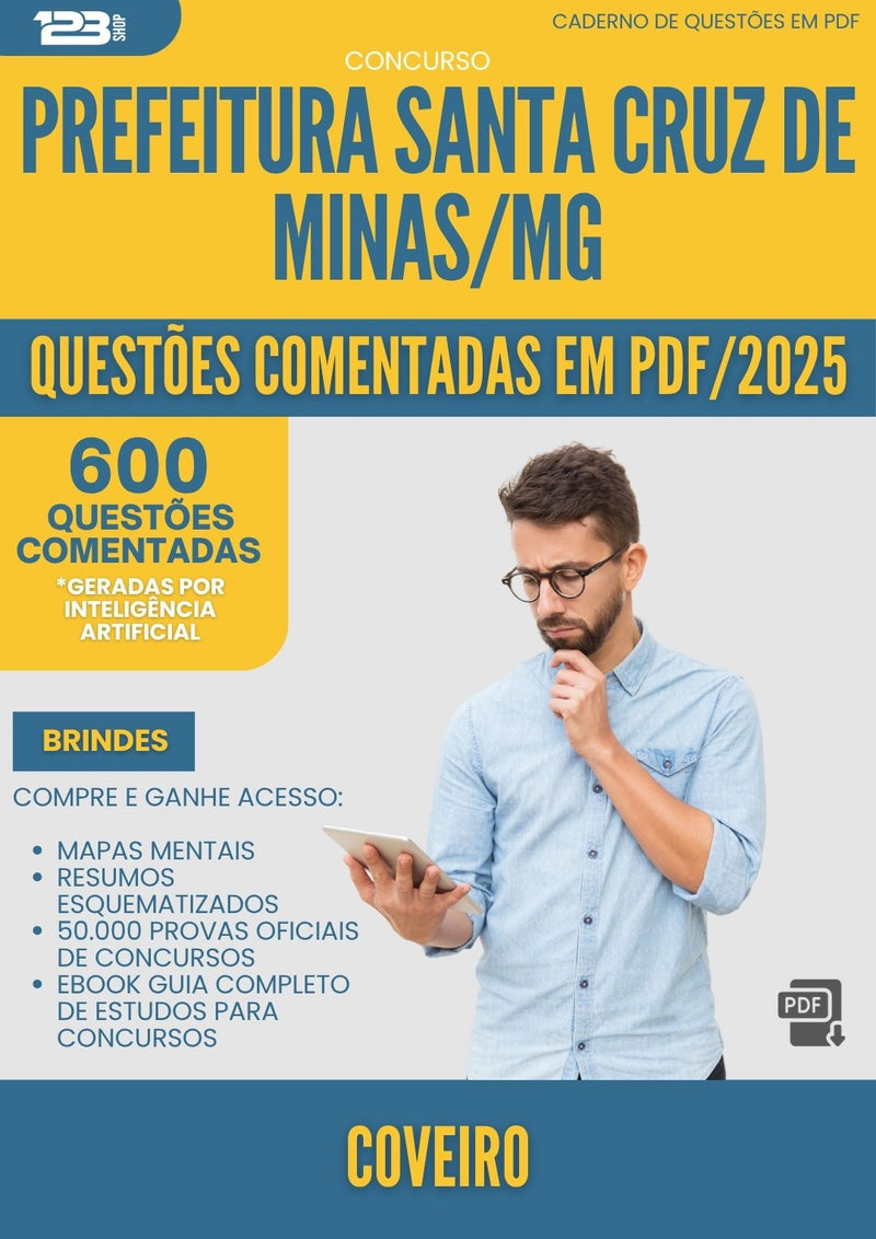 1000 Questões Comentadas para Concurso Coveiro Santa da Prefeitura Cruz De Minas Mg 2025 - 600 Questões