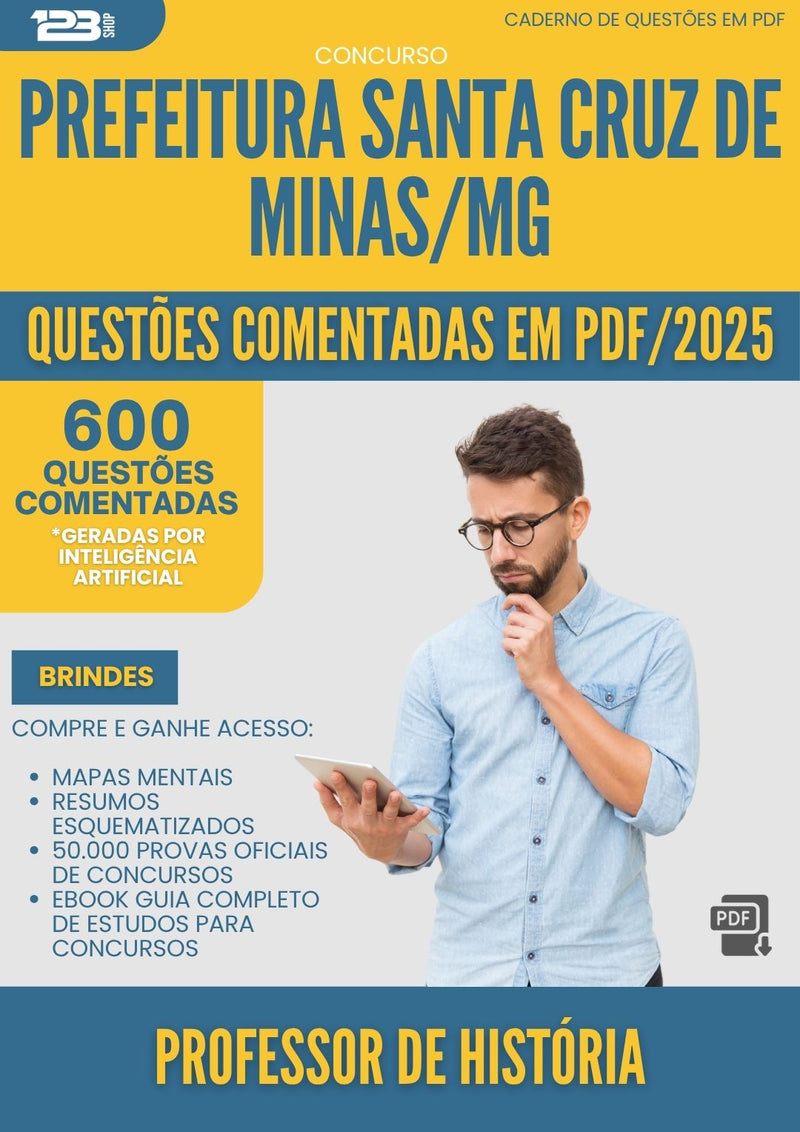 1000 Questões Comentadas para Concurso Professor De Historia Santa da Prefeitura Cruz De Minas Mg 2025 - 600 Questões