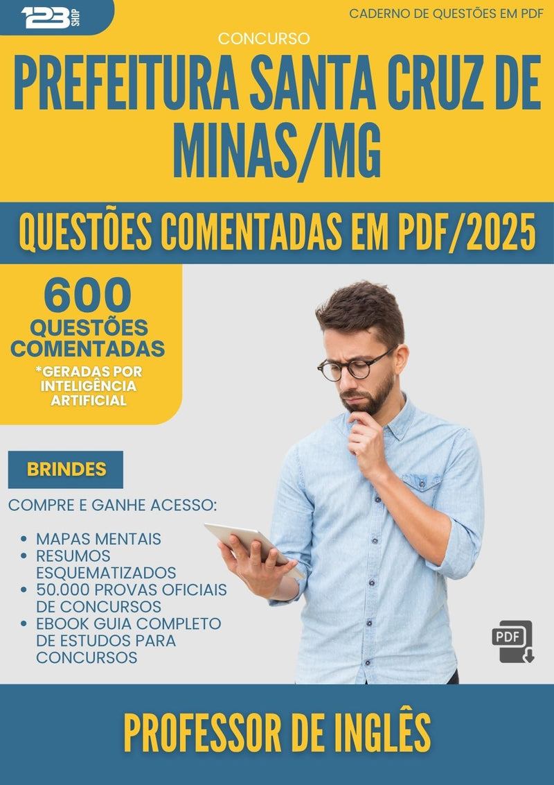 1000 Questões Comentadas para Concurso Professor De Ingles Santa da Prefeitura Cruz De Minas Mg 2025 - 600 Questões