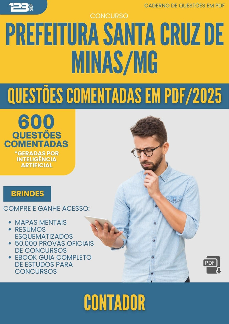 1000 Questões Comentadas para Concurso Contador Santa da Prefeitura Cruz De Minas Mg 2025 - 600 Questões