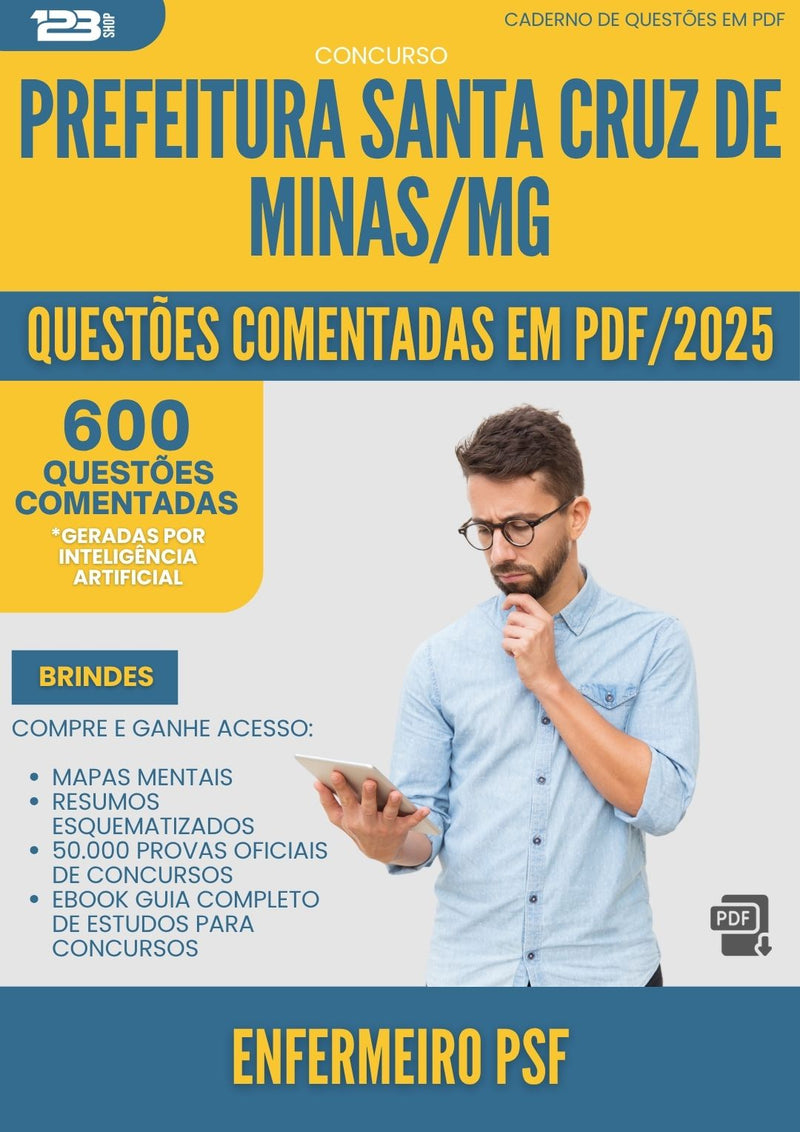 1000 Questões Comentadas para Concurso Enfermeiro Psf Santa da Prefeitura Cruz De Minas Mg 2025 - 600 Questões