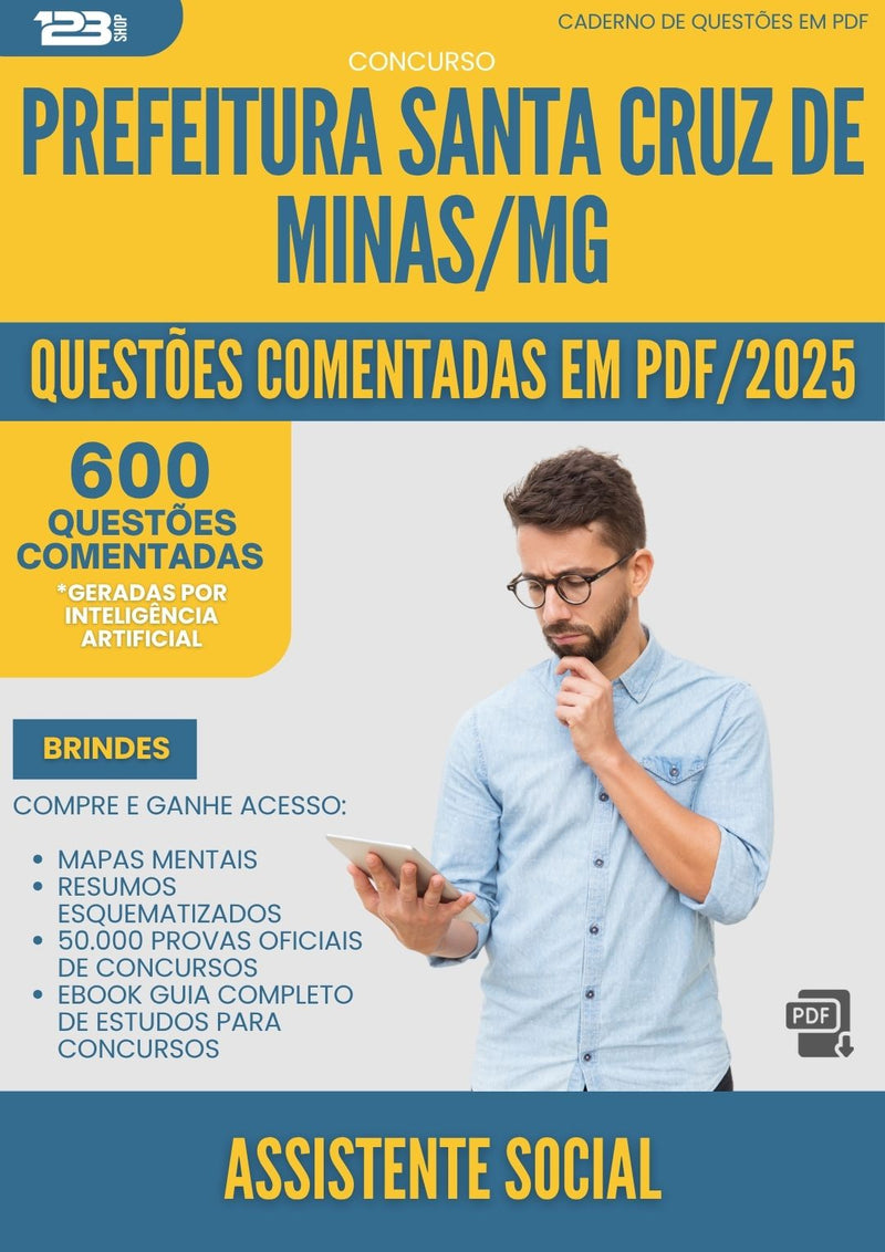 1000 Questões Comentadas para Concurso Assistente Social Santa da Prefeitura Cruz De Minas Mg 2025 - 600 Questões