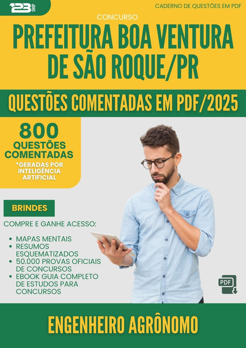 1000 Questões Comentadas para Concurso Engenheiro Agronomo da Prefeitura Boa Ventura De Sao Roque Pr 2025 - 800 Questões