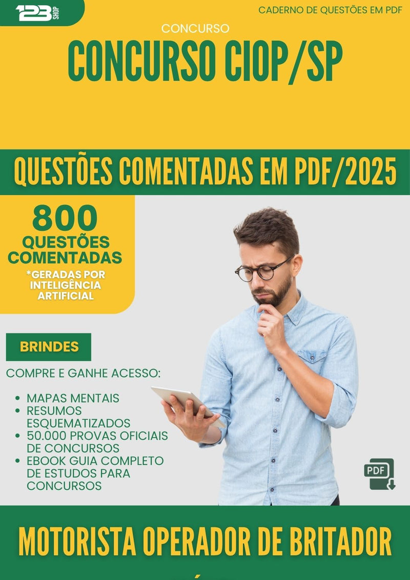 1000 Questões Comentadas para Concurso Motorista Operador De Britador Movel Ciop Sp 2025 - 800 Questões