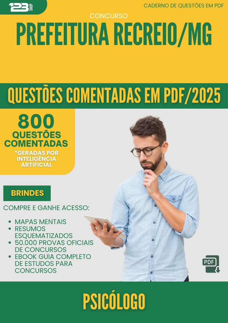 1000 Questões Comentadas para Concurso Psicologo da Prefeitura Recreio Mg 2025 - 800 Questões
