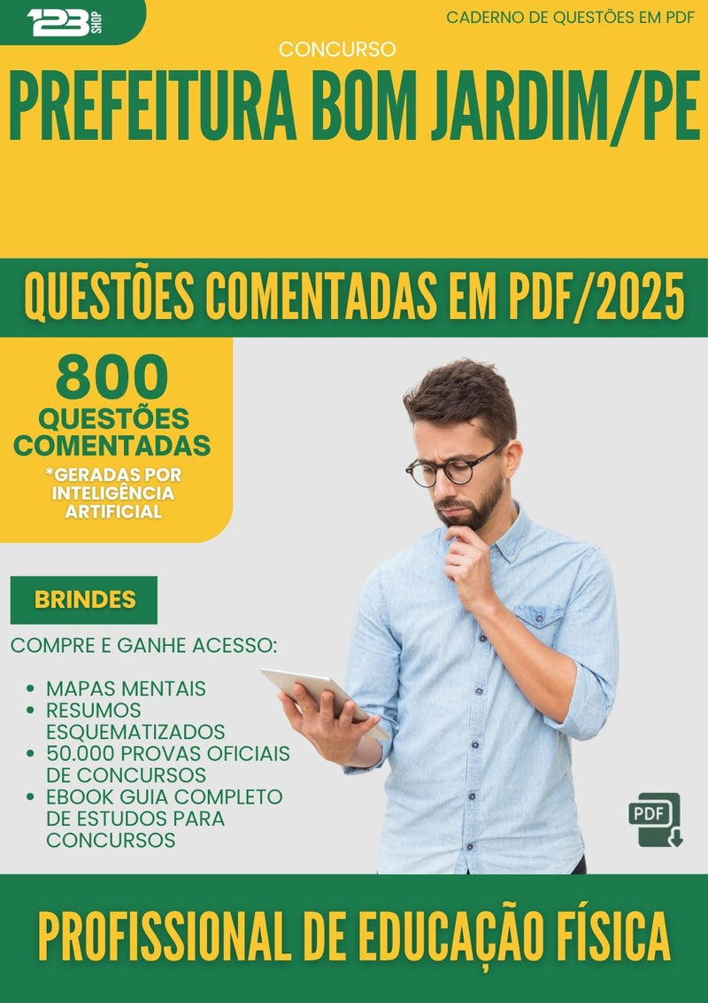 1000 Questões Comentadas para Concurso Profissional De Educacao Fisica da Prefeitura Bom Jardim Pe 2025 - 800 Questões