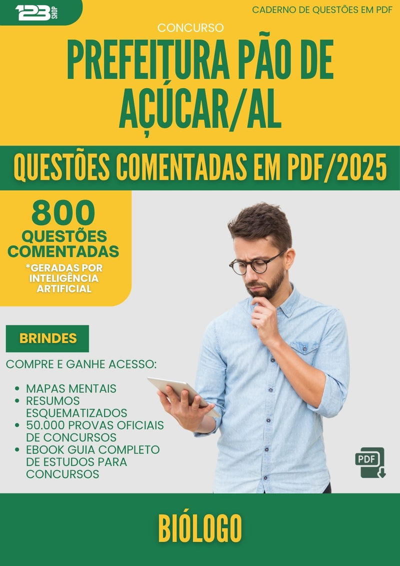 1000 Questões Comentadas para Concurso Biologo da Prefeitura Pao De Acucar Al 2025 - 800 Questões