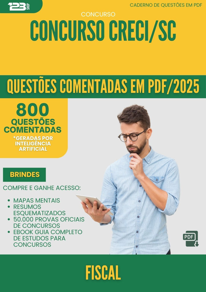 1000 Questões Comentadas para Concurso Fiscal Creci Sc 2025 - 800 Questões