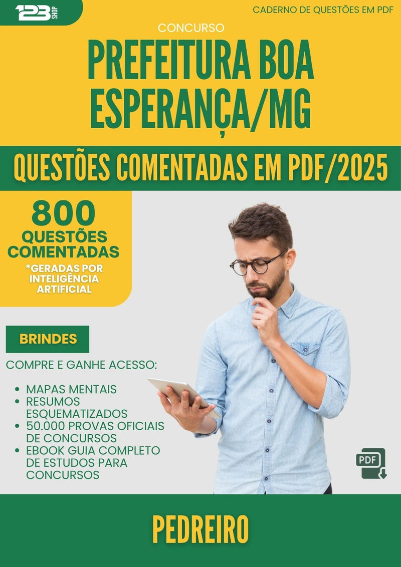 1000 Questões Comentadas para Concurso Pedreiro da Prefeitura Boa Esperanca Mg 2025 - 800 Questões