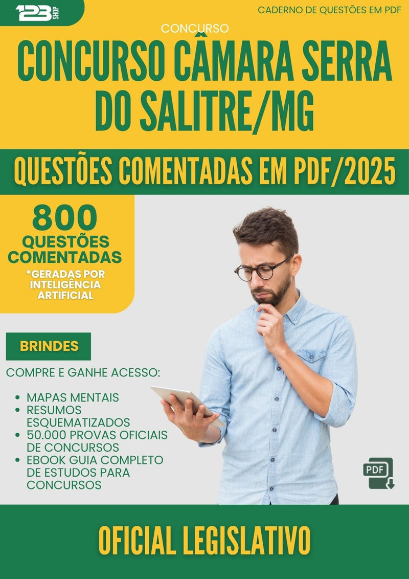 1000 Questões Comentadas para Concurso Oficial Legislativo Camara Serra Do da Prefeitura Salitre Mg 2025 - 800 Questões