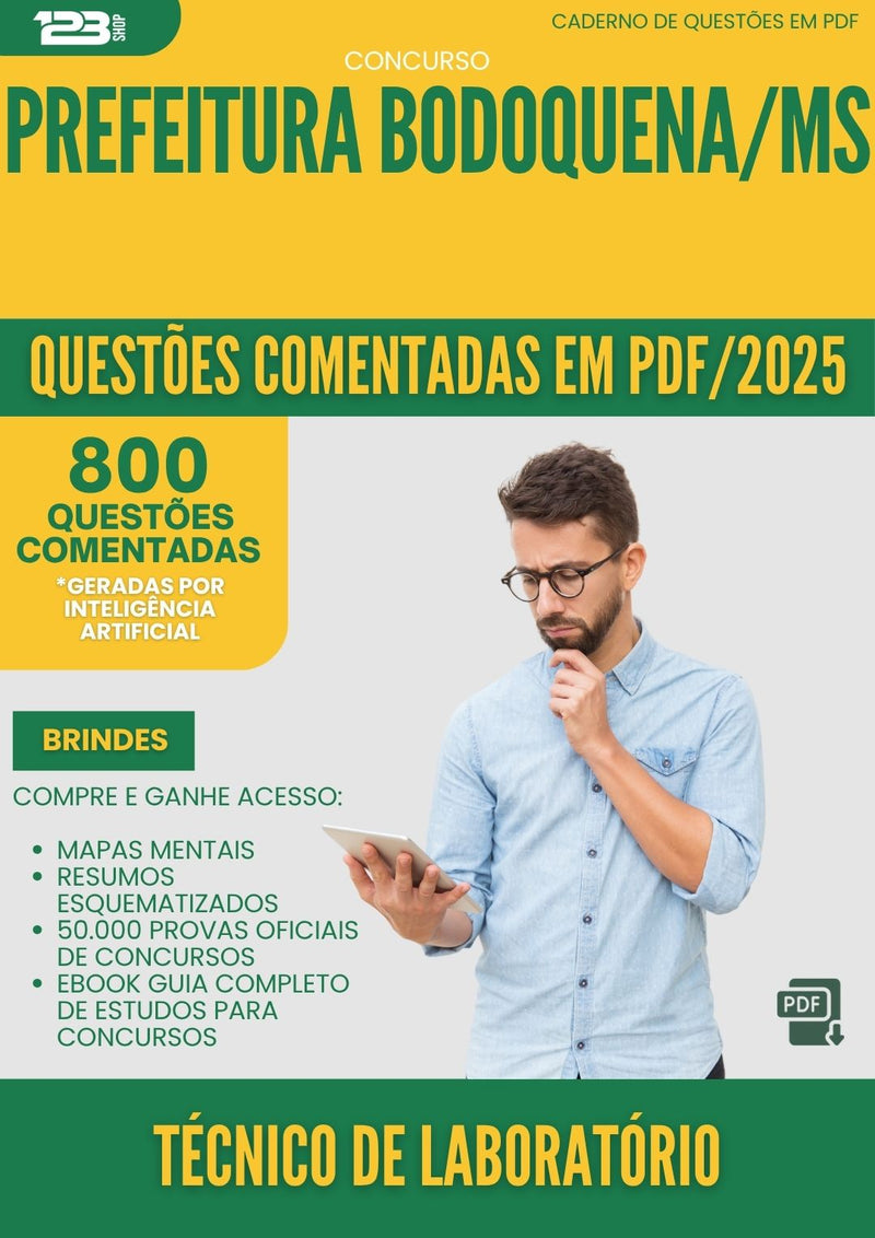 1000 Questões Comentadas para Concurso Tecnico De Laboratorio da Prefeitura Bodoquena Ms 2025 - 800 Questões