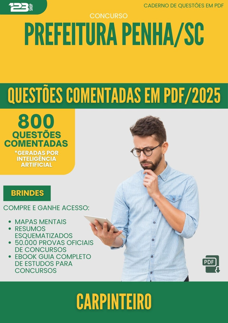 1000 Questões Comentadas para Concurso Carpinteiro da Prefeitura Penha Sc 2025 - 800 Questões
