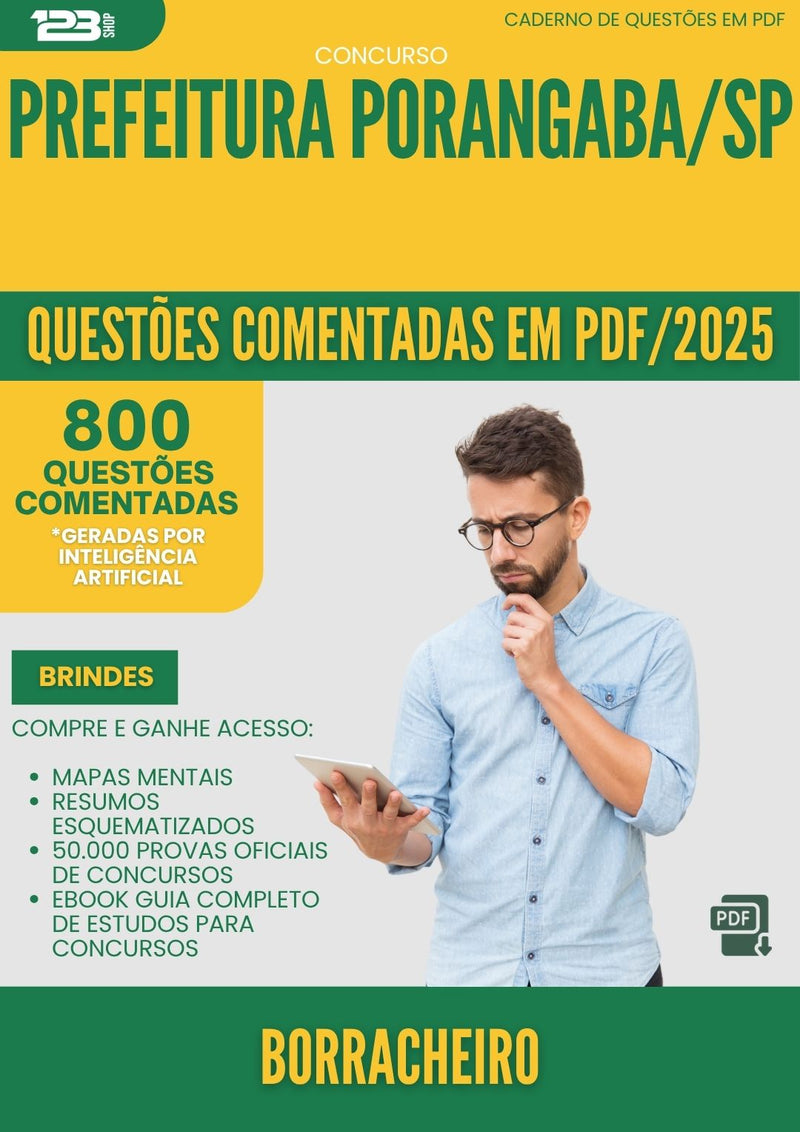 1000 Questões Comentadas para Concurso Borracheiro da Prefeitura Porangaba Sp 2025 - 800 Questões