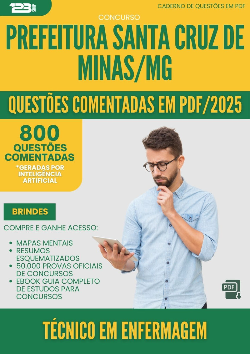 1000 Questões Comentadas para Concurso Tecnico Em Enfermagem Santa da Prefeitura Cruz De Minas Mg 2025 - 800 Questões