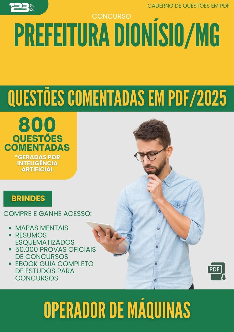 1000 Questões Comentadas para Concurso Operador De Maquinas da Prefeitura Dionisio Mg 2025 - 800 Questões